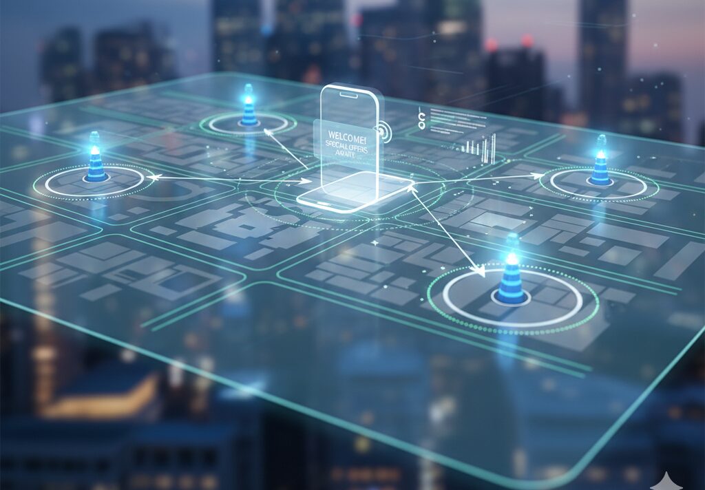 gemini generated image of beacons and geofencing